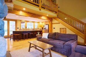 Smart TV, chimenea, reproductor de DVD y libros 