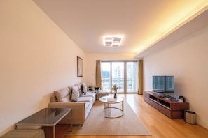 Superior Apartment, 2 Bedrooms, Kitchen, City View | Living room | Smart TV - Tyms Family 2BR 1BA Apt Xujiahui Center (Shanghai)