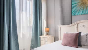 Premium bedding, memory foam beds, individually decorated