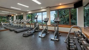 A gym with treadmills, elliptical machines, and weight benches. - Club Med Bintan (Bintan)