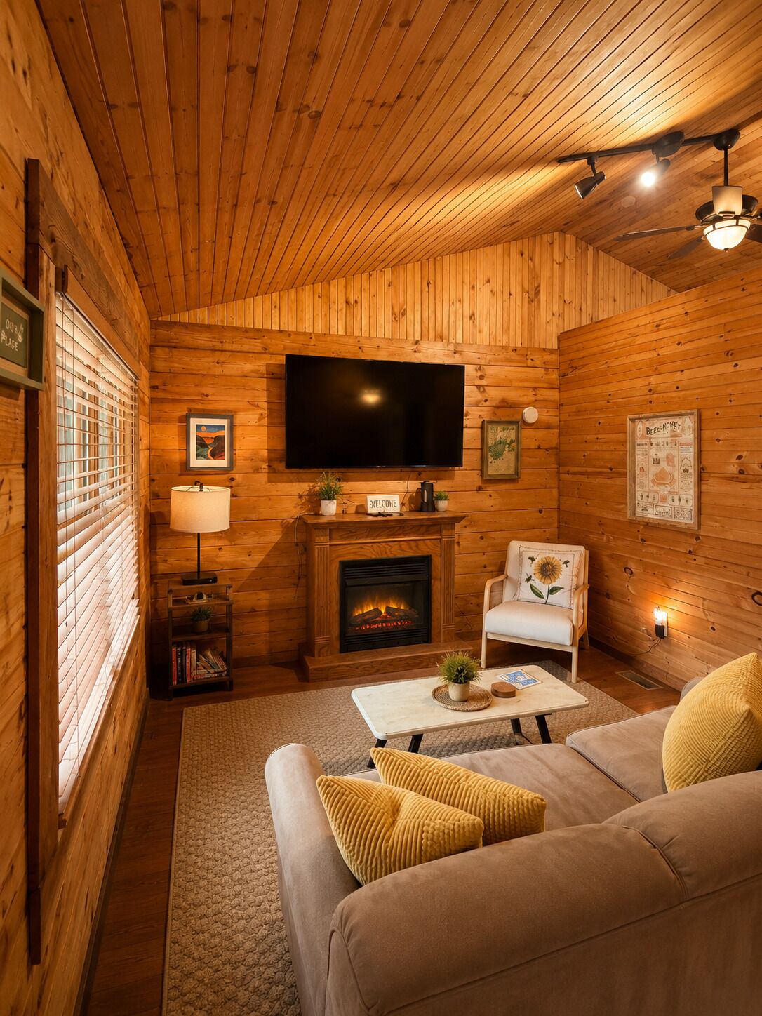 Smart TV, fireplace