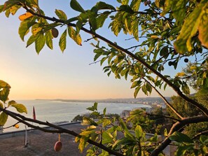 A view of a coastal city with buildings and a body of water in the background. - Vila Kendezi (Vlorë)