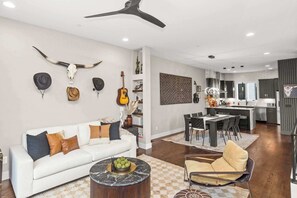 TV, fireplace, foosball, offices
