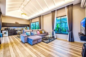 TV, stereo - Sky Blue Breeze Casa Private Pool Villa with 3 bedrooms, Near Cha-Am Beach (Khao Yai)