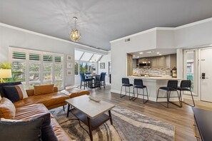 TV, fireplace - Beautiful Modern Pet Friendly Villa Overlooking Pool (Hilton Head Island)