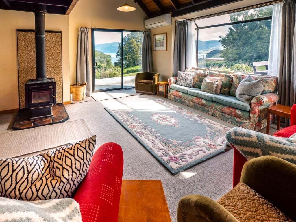 TV, fireplace, books