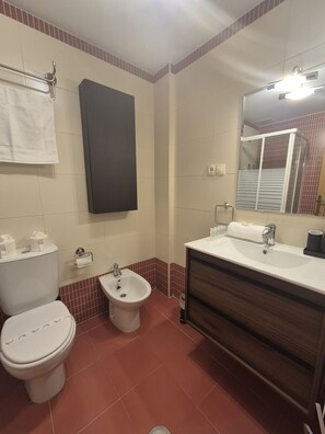 Douche, sèche-cheveux, serviettes fournies