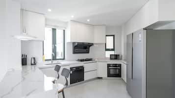 Superior Apartment, 4 Bedrooms, Balcony, City View | Private kitchen
