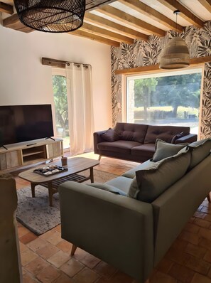 Télévision, cheminée, jeux vidéo