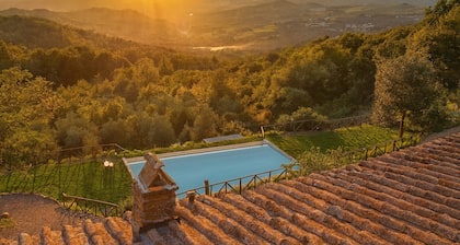 Private Tuscan farmhouse with infinity pool, panoramic view with 14 seats