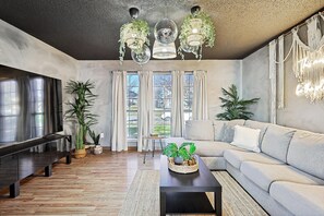 TV, fireplace, offices - Luxury 5BR Getaway w/ Pool, Hot Tub & Cinema (DeSoto)