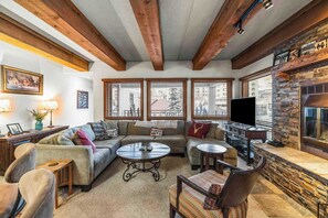 TV, fireplace, offices