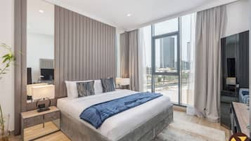 奢華公寓, 露台, 城市景 | 熨斗/熨衫板、嬰兒床 (收費)、免費 Wi-Fi、床單