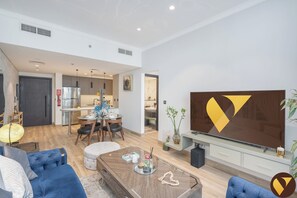 Luxury Apartment, Balcony, City View | Iron/ironing board, cribs/infant beds, free WiFi, bed sheets - Peaceful Chaimaa Park Near Circle Mall (Dubai)