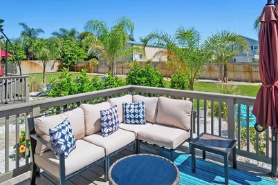 Steps to Beach Patio Fire Pit Tropical Oasis