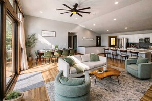 TV, fireplace, video games, table football