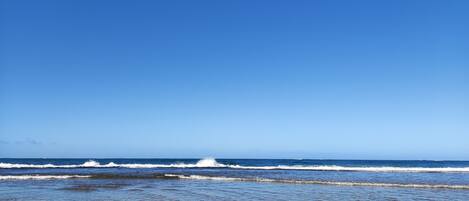 On the beach, white sand