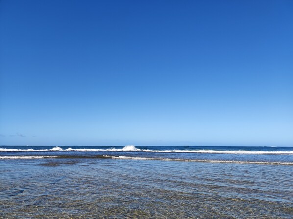 On the beach, white sand