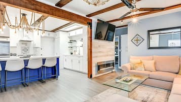 TV, fireplace, offices