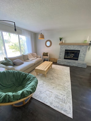 TV, fireplace