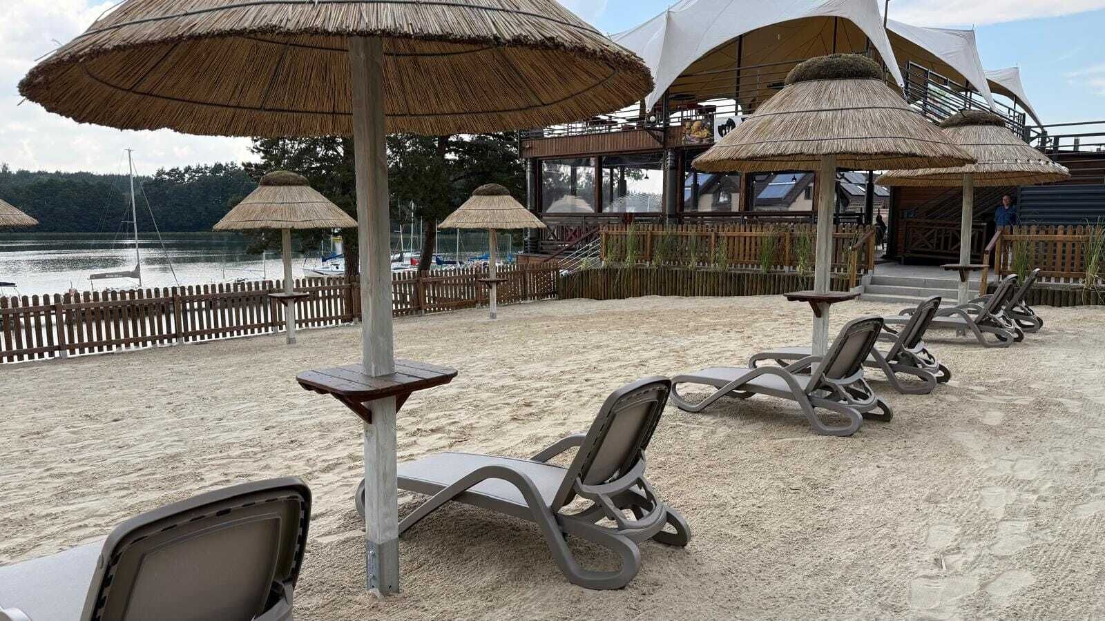 Private beach, beach umbrellas