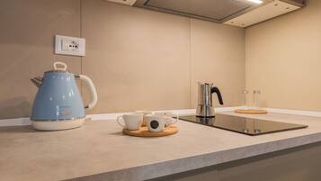 Apartament, 1 llit doble i sofà llit, balcó | Cuina privada | Frigorífic, microones, placa de cuina i rentaplats