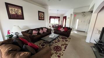 Smart TV, video games, DVD player, foosball