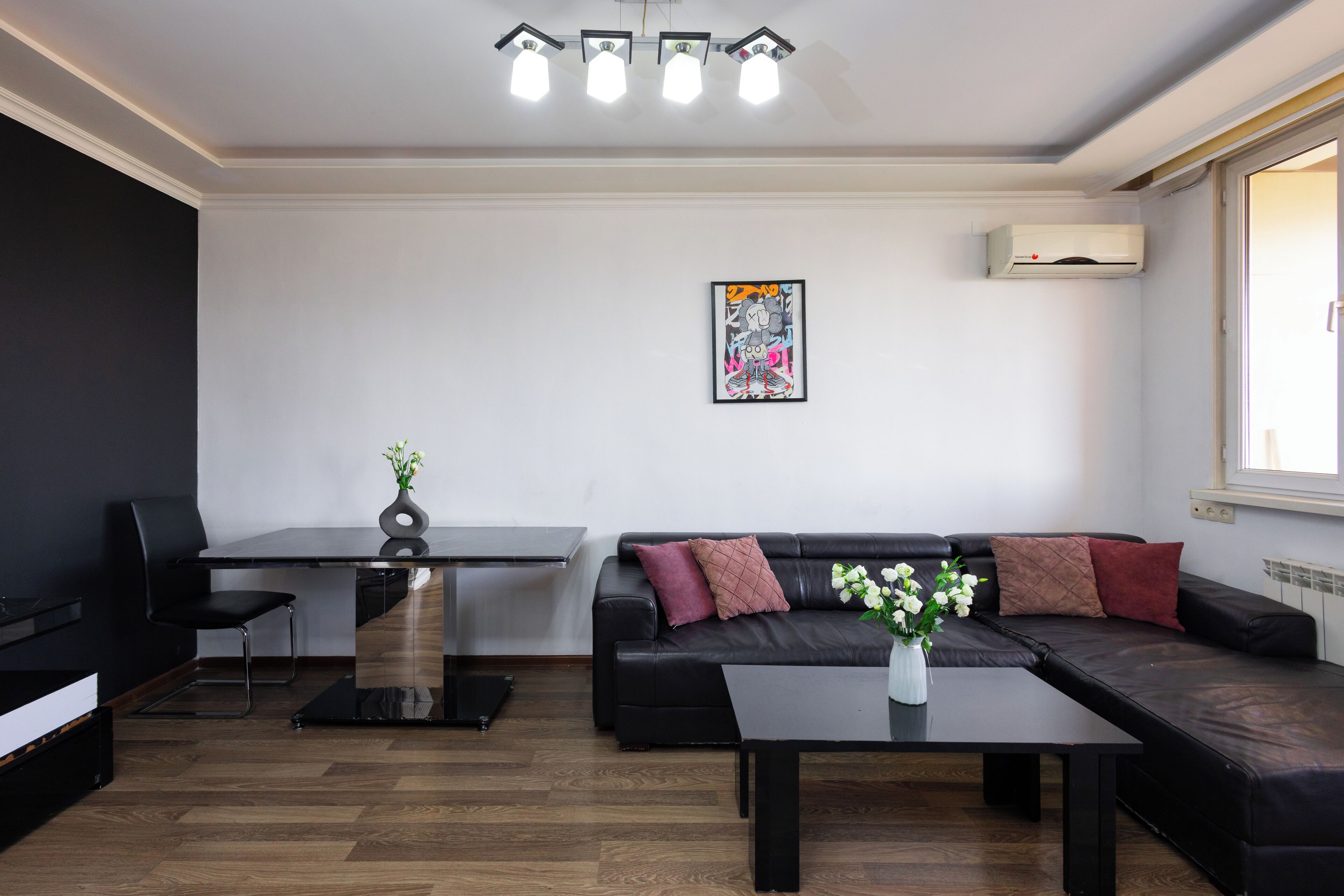 Basic Apartment, Balcony, City View | Living area | 50-inch flat-screen TV with cable channels