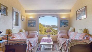 Televisión y chimenea