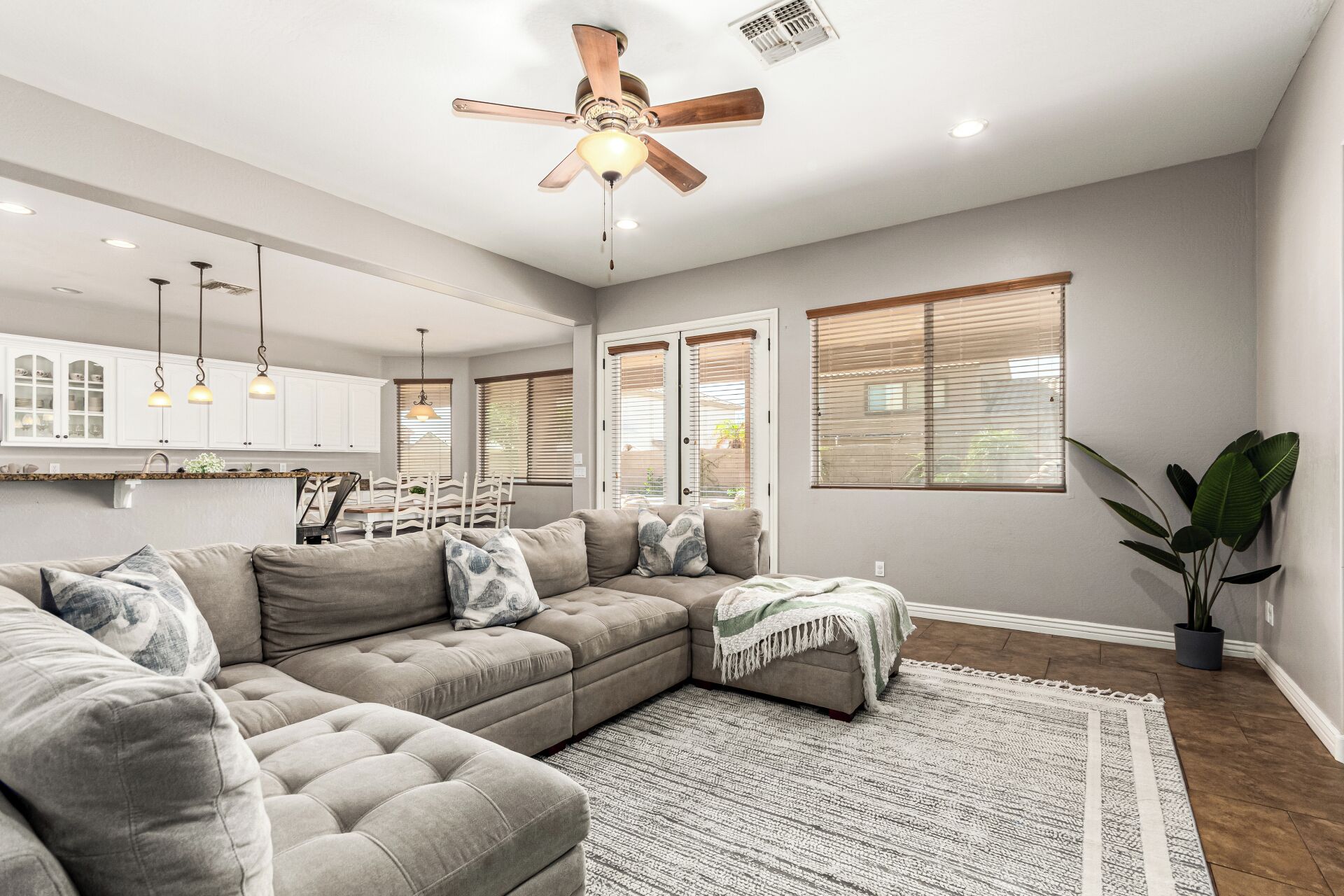 Smart TV, fireplace, foosball