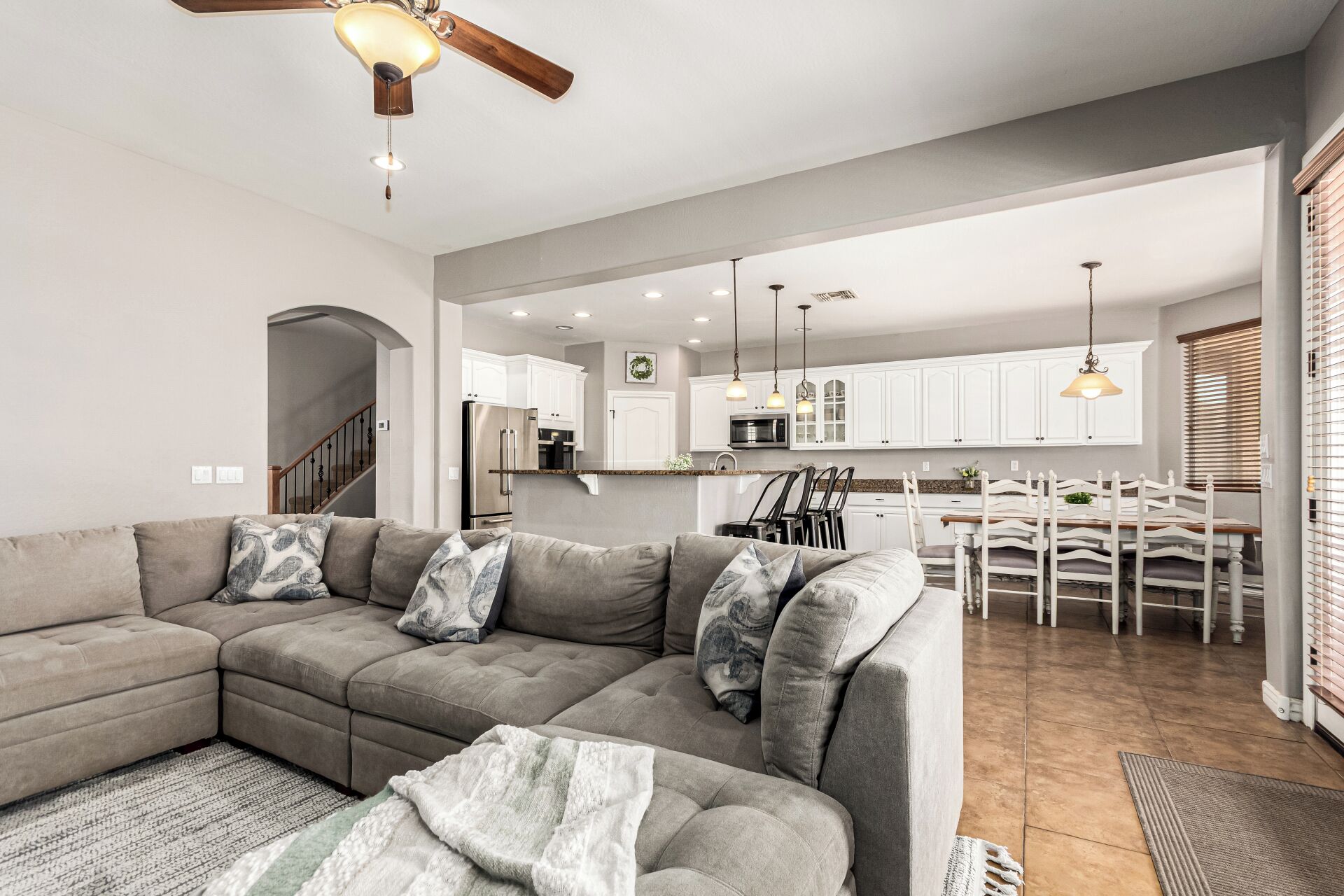 Smart TV, fireplace, foosball