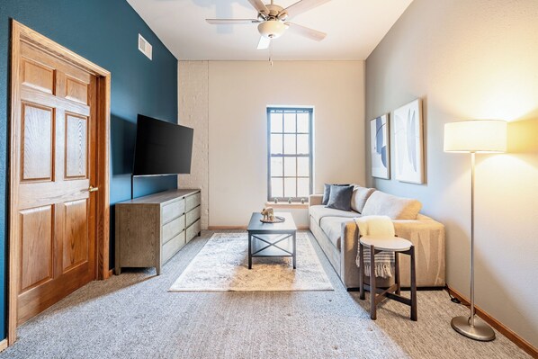 Apartment, 1 Bedroom | Living area | TV