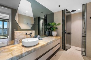 Shower, hair dryer - The Azure - Spacious 2BR Jewel Beachfront Apartment with Parking, Pool, Gym & Balcony Views (Surfers Paradise)