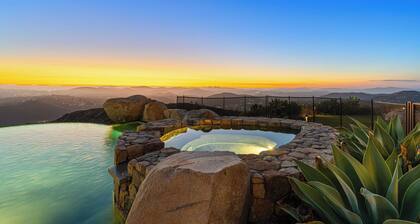 Infinity Pool, Theater, Pickleball + 360 Views Near Lake Poway Sunset Point Estate by Avantstay