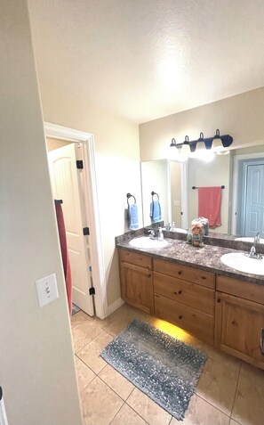 Bidet, towels, soap, toilet paper