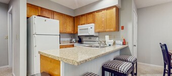 Slopeside walk-to-lift condo w/ wood-burning fireplace, patio, washer/dryer