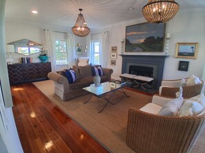 Smart TV, fireplace, books, offices - Coastal Soul - Chic Coastal Retreat Balcony Views (Isle of Palms)