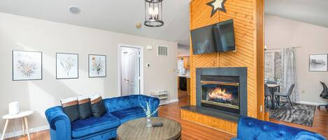 Smart TV, fireplace, video games, books