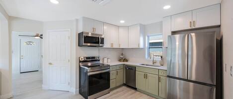 Microwave, oven, stovetop, dishwasher