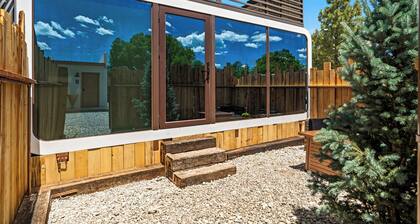LUXX Space Cabin Tiny House with rooftop deck, private fenced patio.