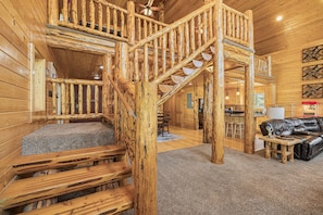 Smart TV, fireplace, video games, DVD player