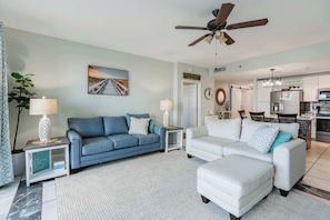 Condo, Multiple Beds, Balcony (Wharftown Retreat) | Living area - Wharftown Retreat 8ppl (Panama City Beach)