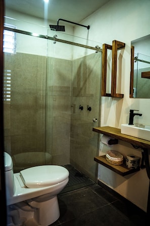 Dusche, Haartrockner, Seife, Shampoo