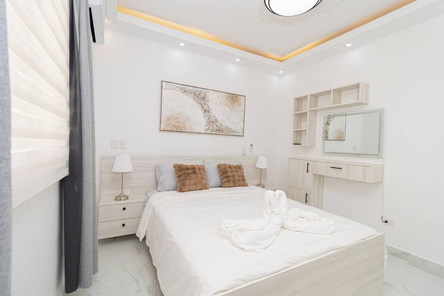 1 bedroom, desk, iron/ironing board, travel crib