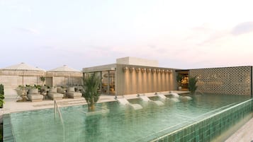 Outdoor pool, free cabanas, pool umbrellas