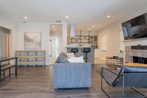 TV, fireplace, offices