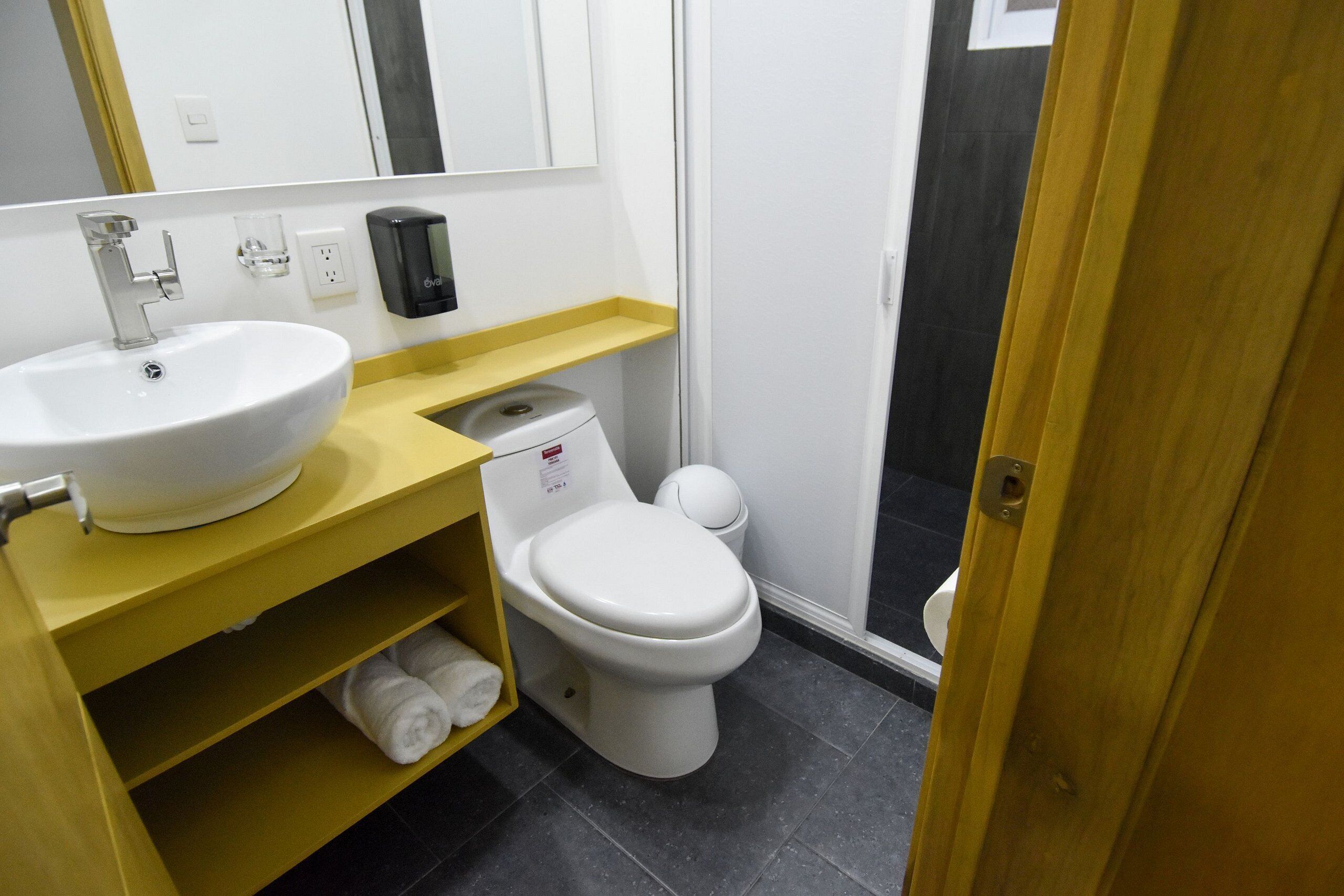 Habitación doble | Baño | Regadera, toallas, jabón, shampoo 