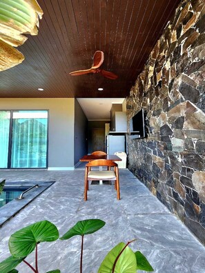 Romantic Villa, River View | Living area | 55-inch Smart TV with digital channels