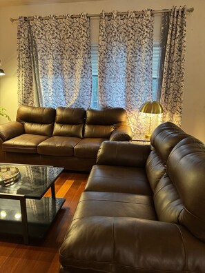 Smart TV, fireplace, video games, DVD player