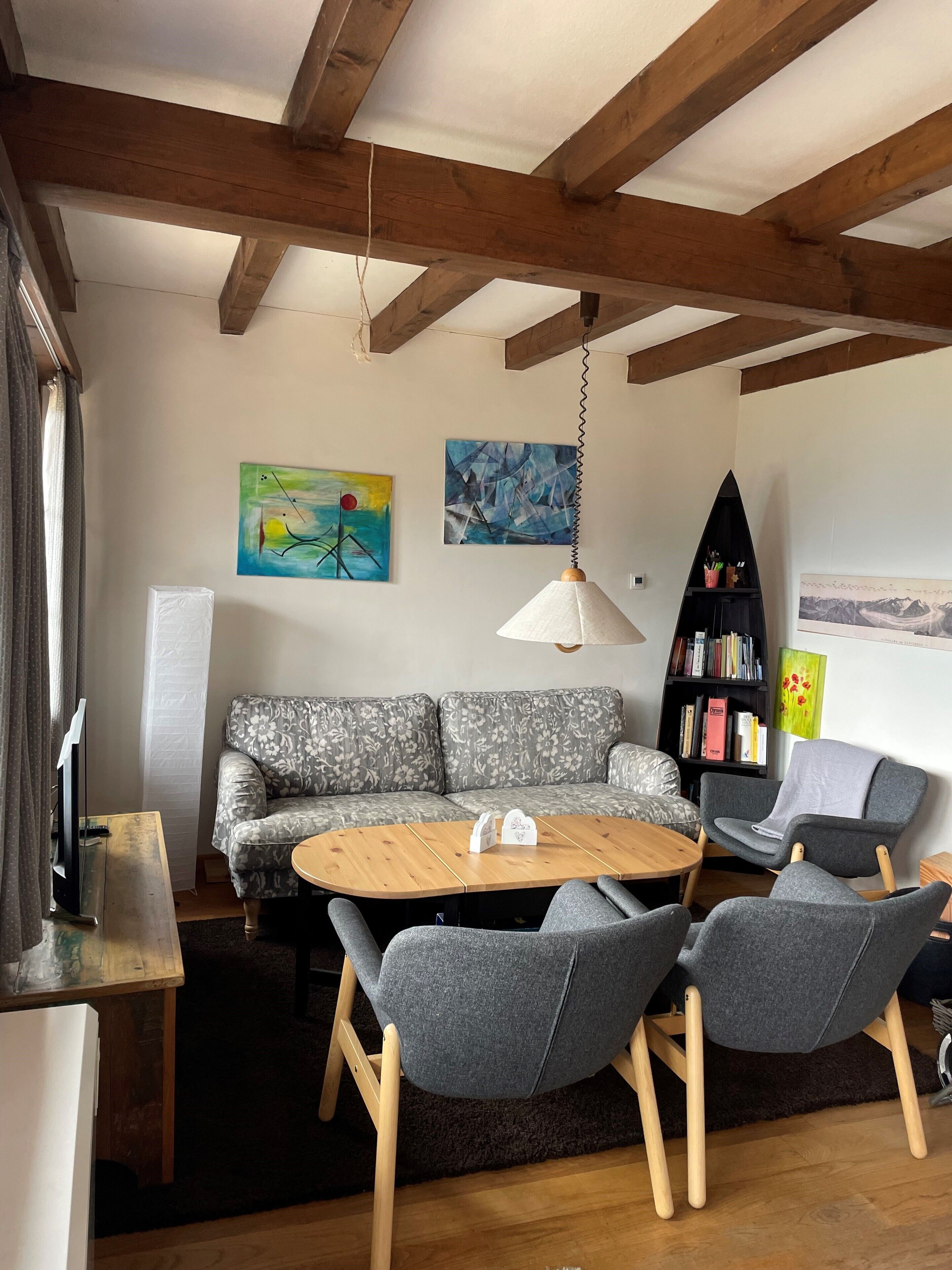 Fernseher, Kamin, Bücher